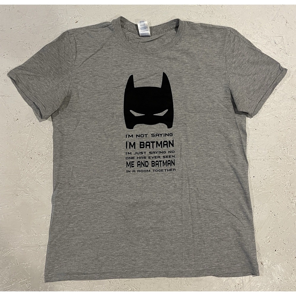 Funny Mens Short Sleeve I'm Batman‎ Shirt Size Medium Gray DC Marvel Superhero